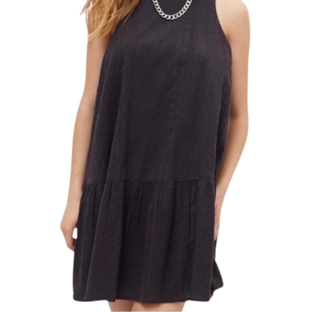 Urban Outfitters Black Babydoll Mini Dress Medium Sleeveless High Neck Flowy